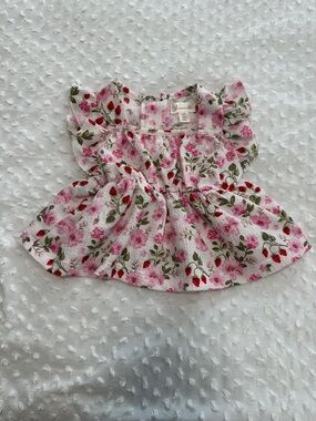 Nannette Cottagecore Coquette Spring Pink/Green Floral Toddler Top Sz 2T